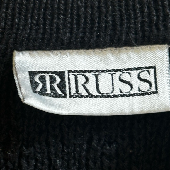 Vintage Russ Black Knit Multicolor Button Up V-Neck Sweater Vest, Cottagecore - Picture 2 of 12